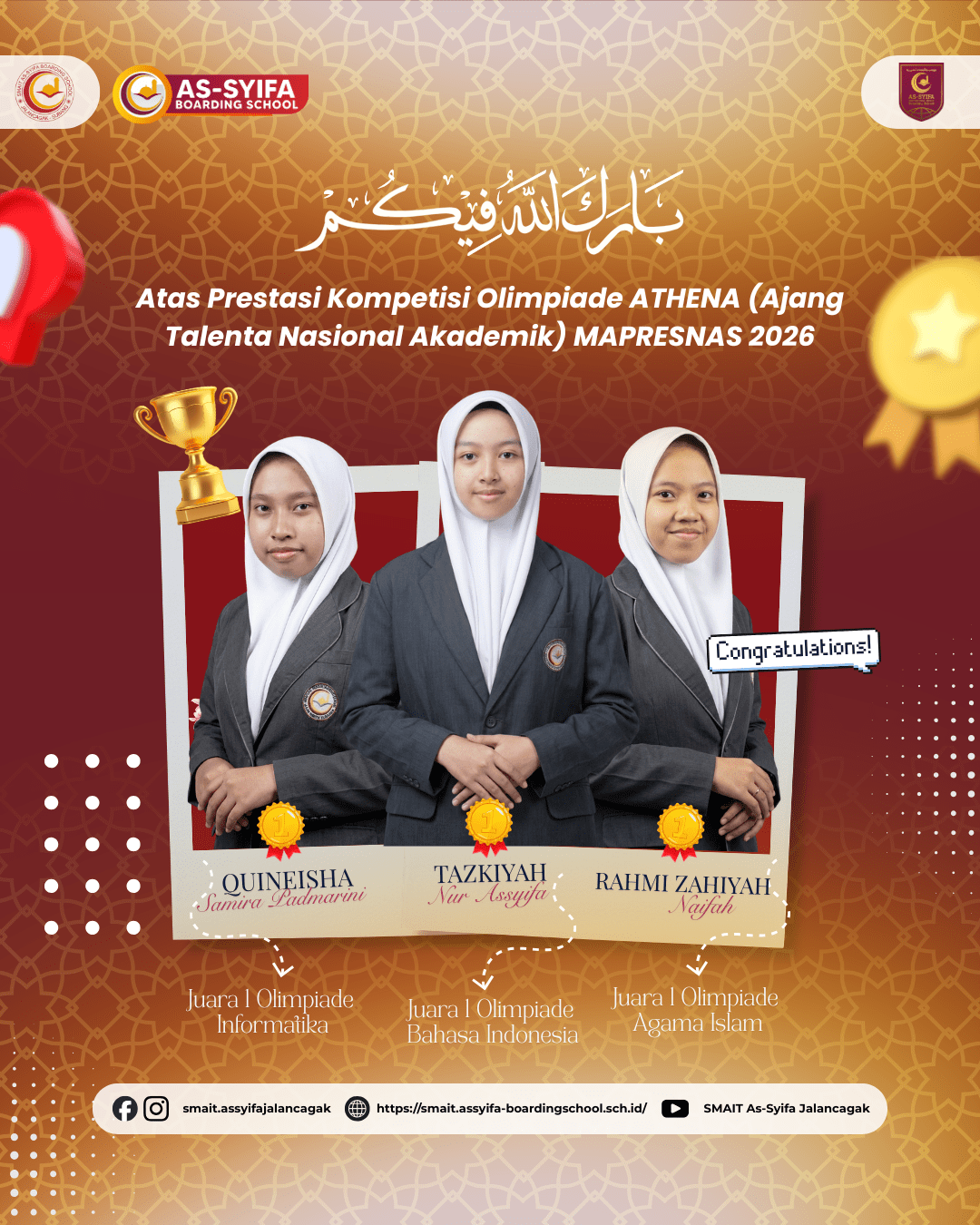 Santri SMAIT As-Syifa Boarding School Juara 1 ATHENA MAPRESNAS 2026