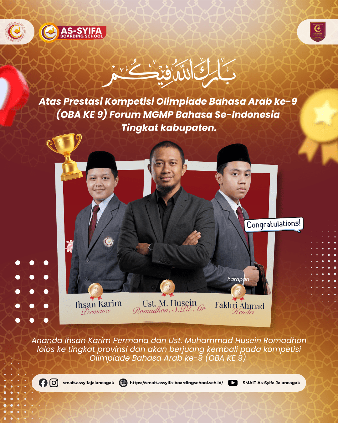 Prestasi SMAS IT As-Syifa Boarding School pada Olimpiade Bahasa Arab OBA ke-9